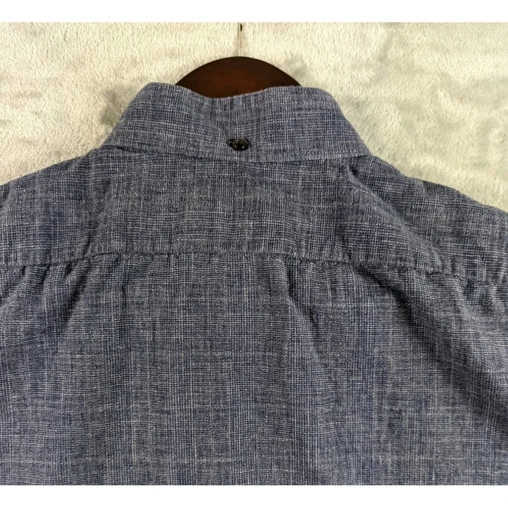 Taylor Stitch Shirt Men 42 Blue Organic Cotton Short Sleeve Button Up READ